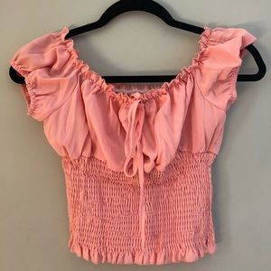 Pastel pink lace up scrunch top!!!